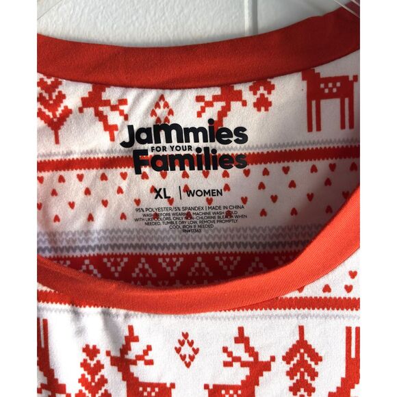 Jammies For The Families Nordic Reindeer Red/White Soft Woman XL Pajama Set #C - Picture 5 of 5
